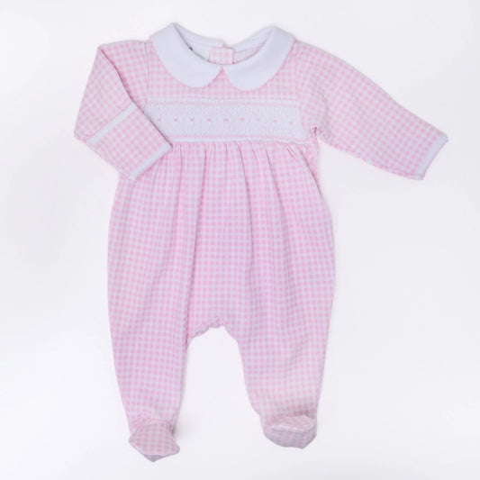 Mini Checks Smocked Girl Footie