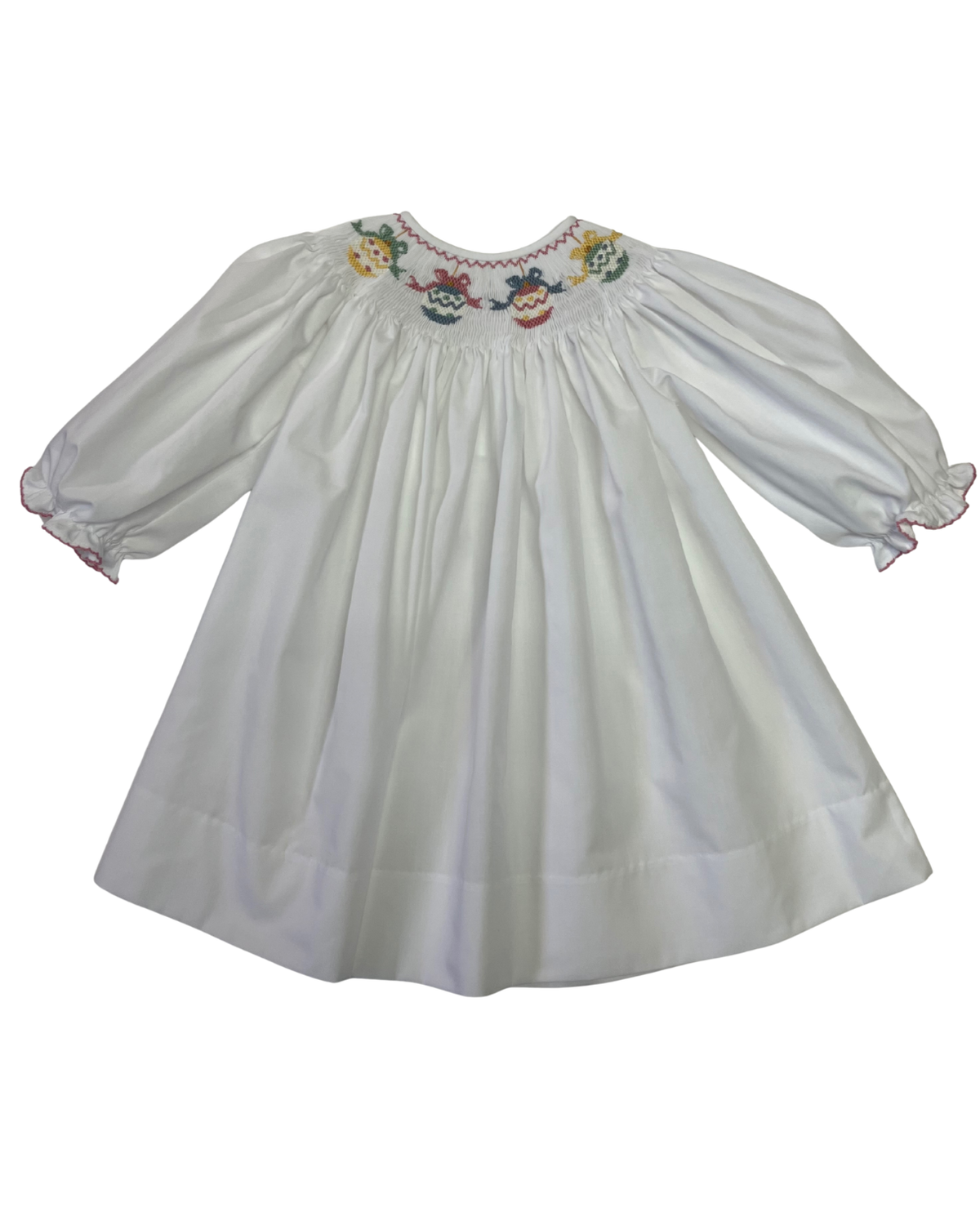 Ornament Smocked Long Sleeve Bishop Dress