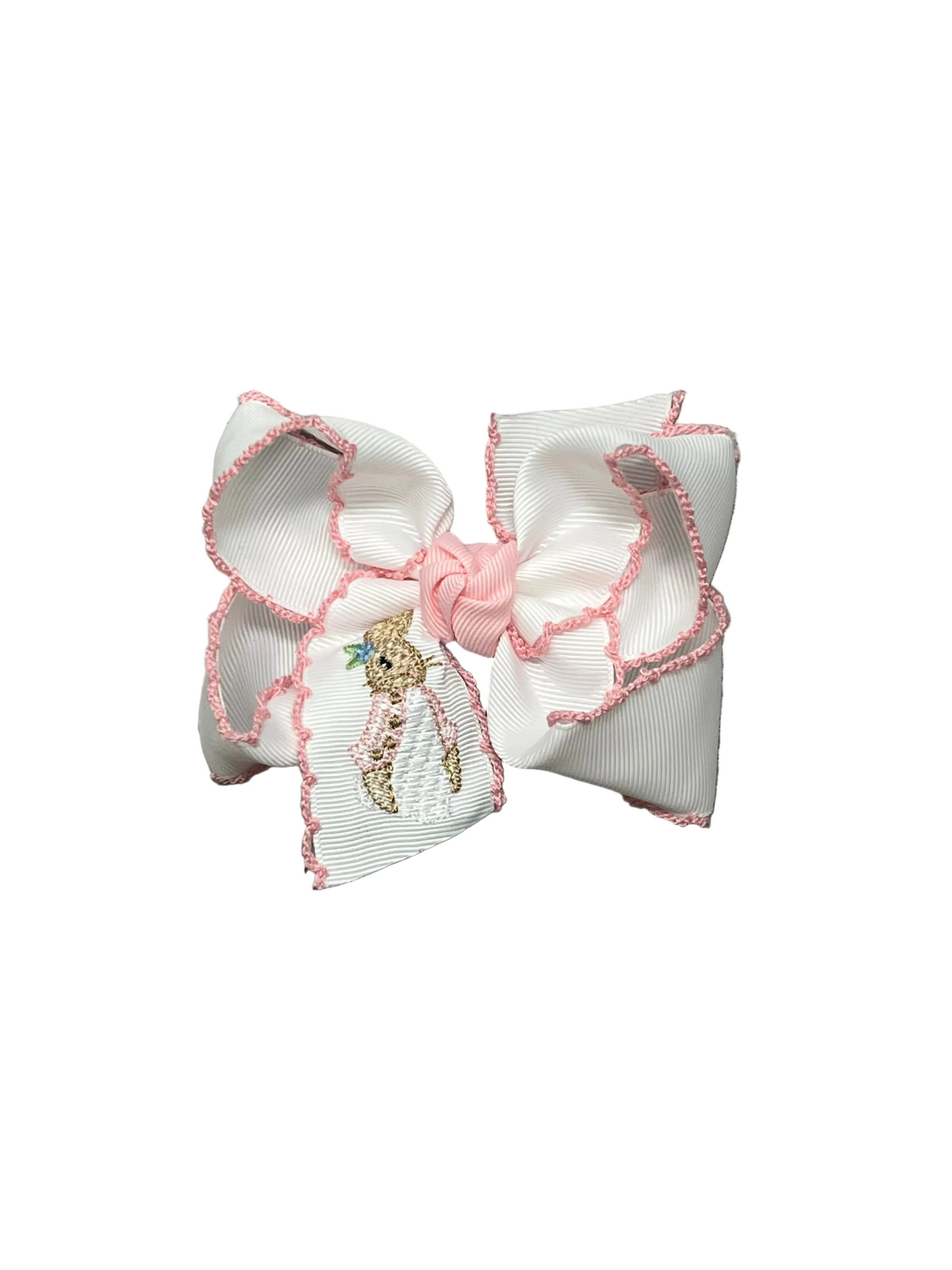 Embroidered Petunia Rabbit Bow