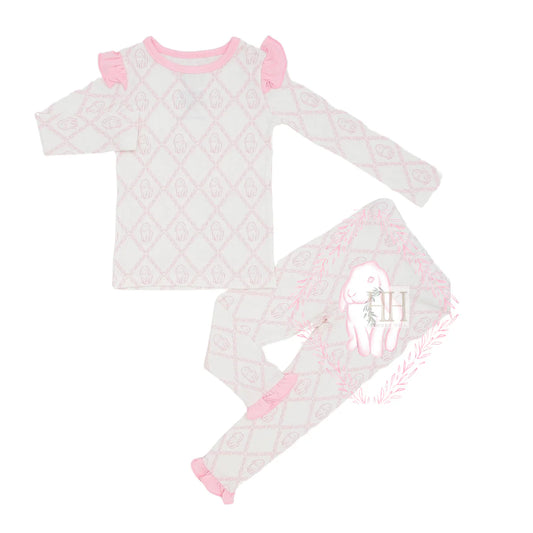 Pink Dainty Bunny Ruffle Loungewear Set