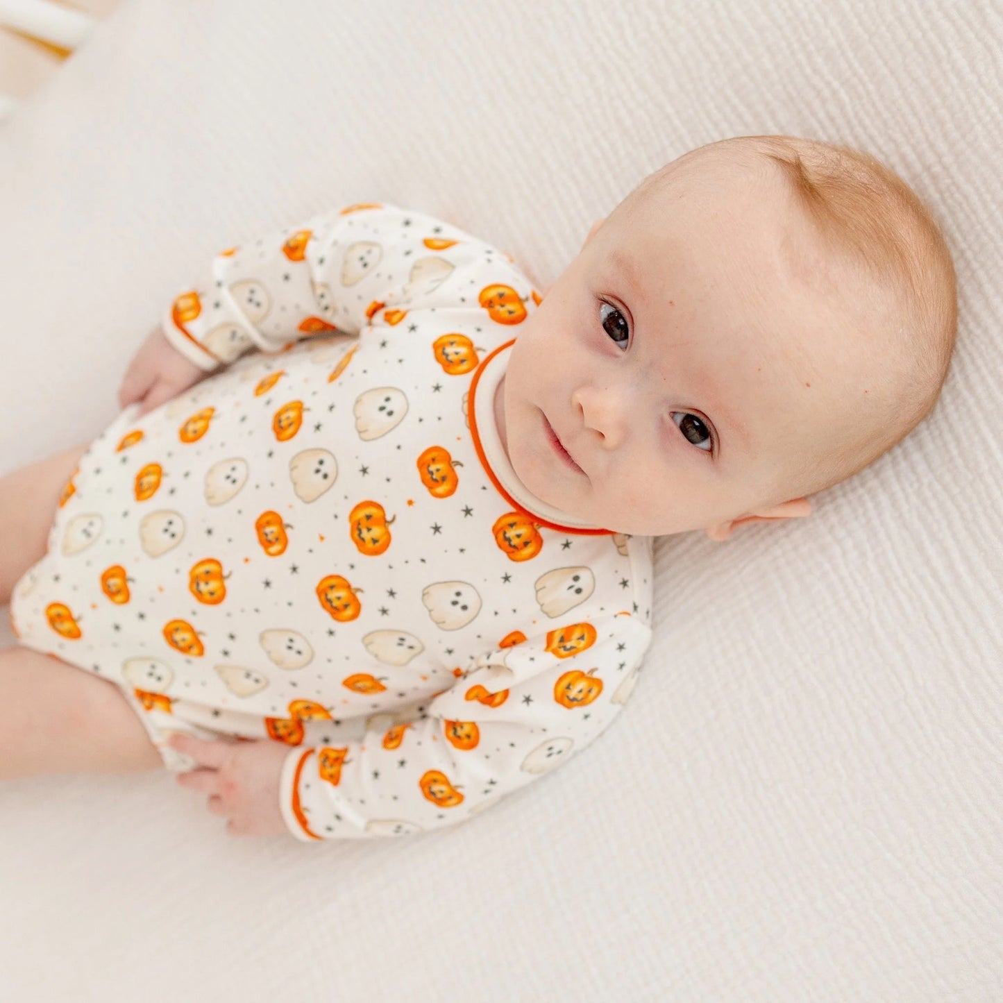 Pumpkin and Boo Long Sleeve Boy Bubble