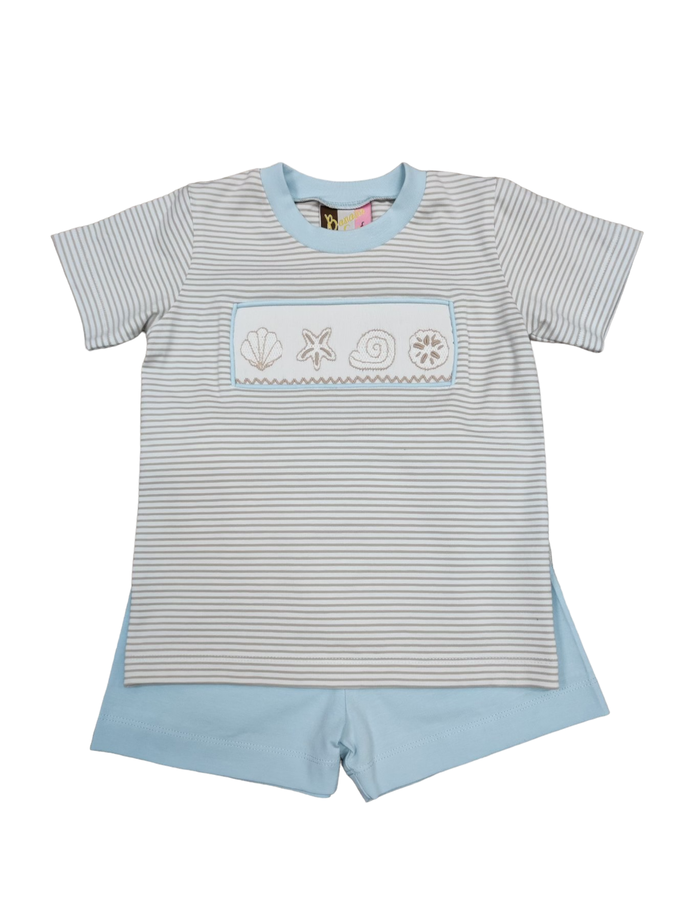 Seashell Smocked Boys Short Sets