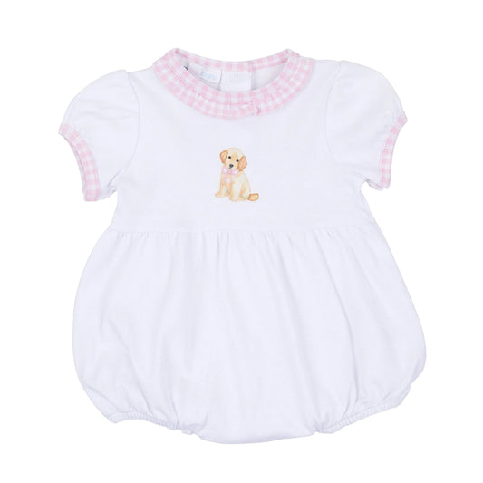 Sweet Golden Embroidered Ruffle Bubble