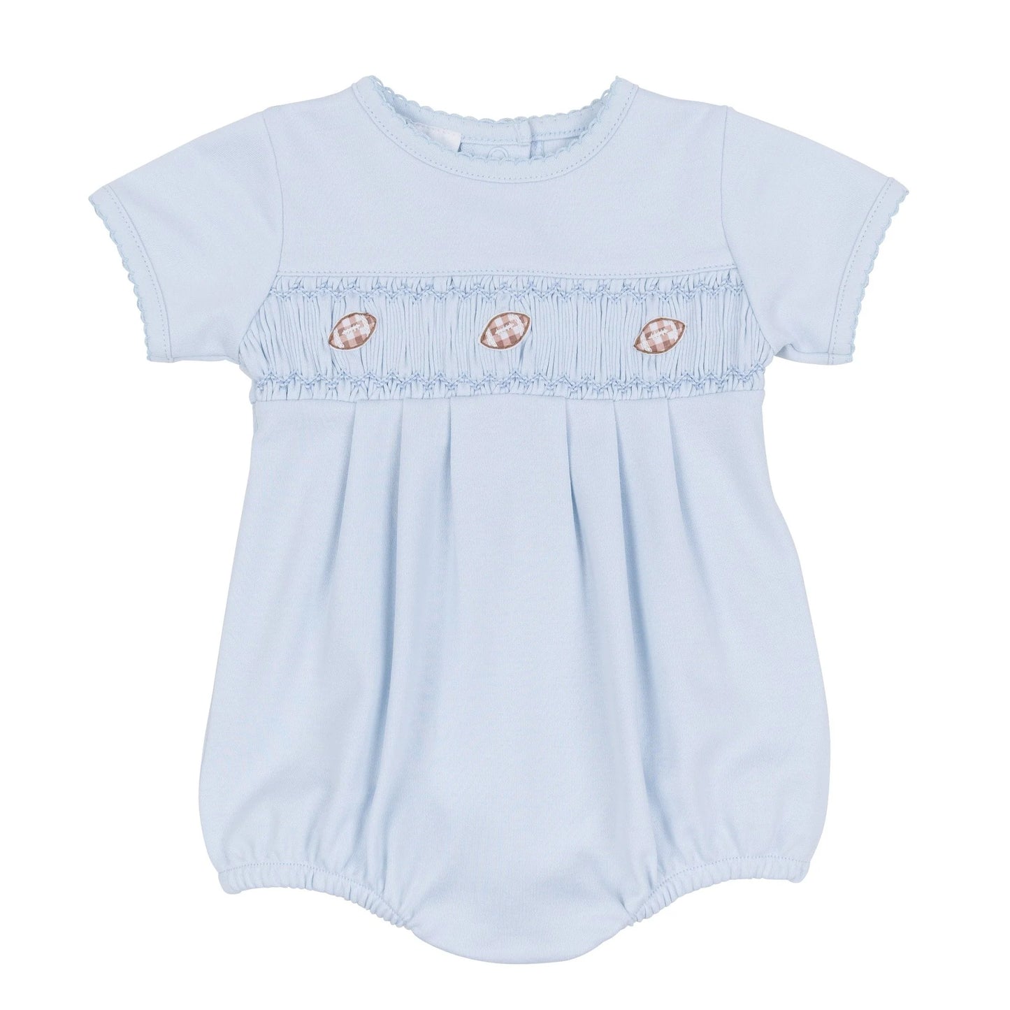 Tiny Tailgater Smocked Bubble - light blue