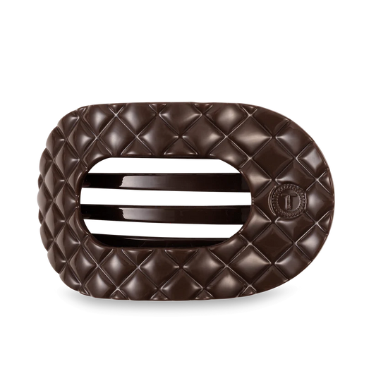 Truly Taupe Quilted Large Flat Round Hair Clip