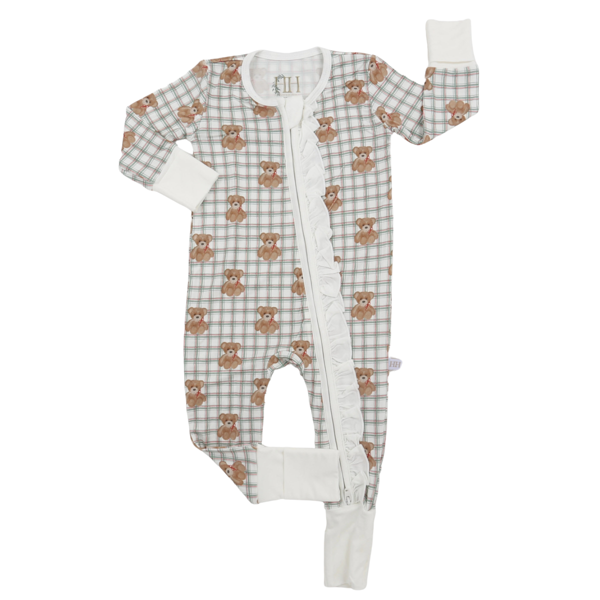 Girls Ruffle Beary Merry Zipper Romper