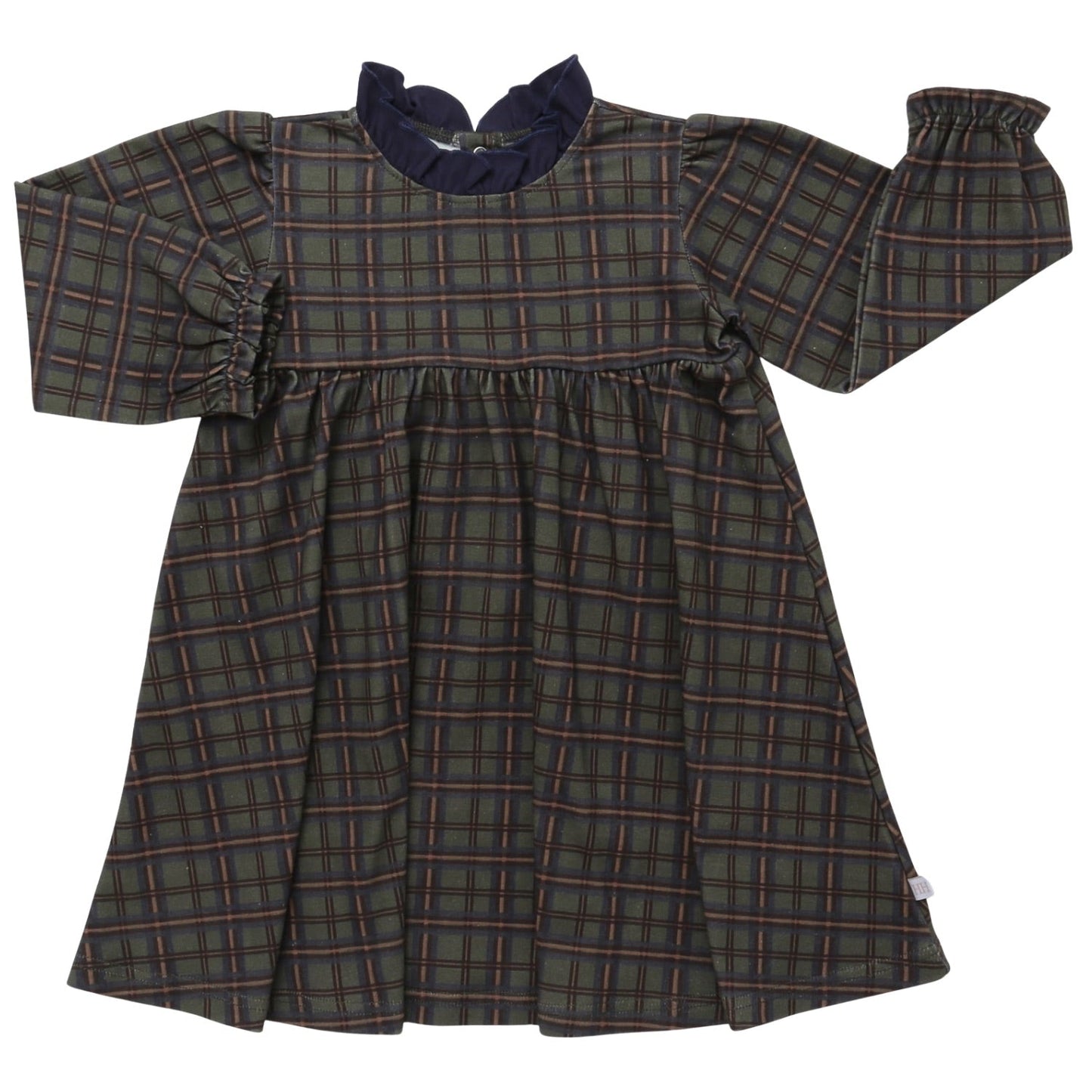Girls Cabin Cozy Long Sleeve Navy Ruffle Collar Dress