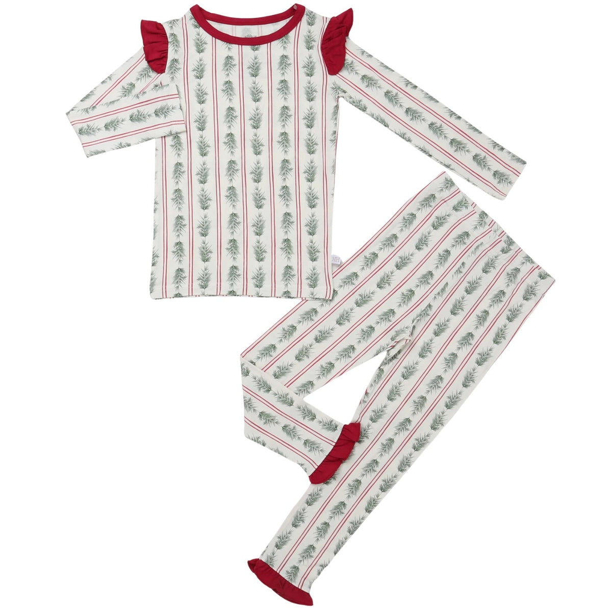 Girls Ruffle Pine Needles Loungewear Set