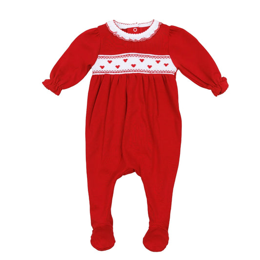 Valentina's Heart Smocked Footie
