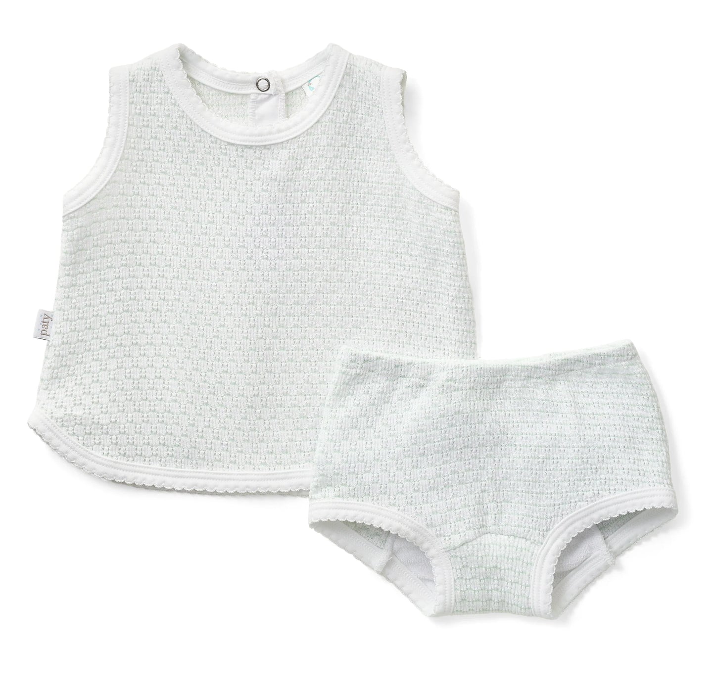 Knit Sleeveless Set Pinstripe Mint and White