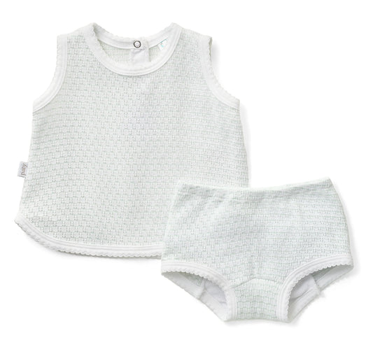 Knit Sleeveless Set Pinstripe Mint and White